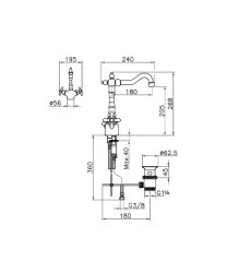 Huber Croisette Thermostatische Wastafelmengkraan Brons CST5201027