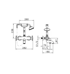 Mezclador Termostático de Baño Huber Victorian con conjunto de Ducha acero inoxidable VTT330102A
