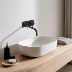 Waterevolution Flow Unterputz-Waschtischbatterie mit Abdeckplatte Schwarz matt, mit Auslauf 25cm T1161BPR-25