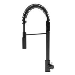 Waterevolution Flow semiprofessioneller Küchenmischer matt schwarz mit Säule und Feder T157PR