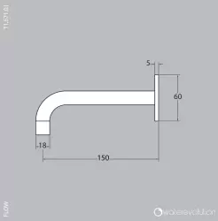 Waterevolution Flow bath spout chrome T16711501 spout length 15cm