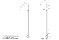 Waterevolution Flow Floor standing bathtub spout U Black T1673BR