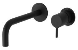 Waterevolution Flow Einbau-Waschtischarmatur in Mattschwarz mit 15 cm langem Auslauf T116BPR-15