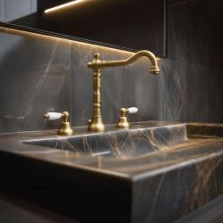 PB classic tap 3 trous robinet de lavabo Leviers blancs couleur Bronze 1208854272