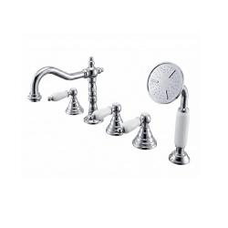 Grifo de bañera PB Classic de 5 orificios con palanca blanca cromado 1208854782