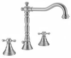 PB klassieke 3 gats wastafelkraan sterknoppen uitloop 18,5 cm RVS 1208854952