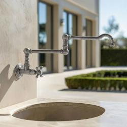 PB klassieke inbouw muur fonteinkraan met sterknop koud water en lange draaibare uitloop RVS 1208855732