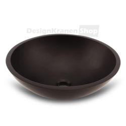 Solid-S Pure opbouwwastafel kom rond mat zwart B41xH14cm zonder overloop met solid surface plug 1208775662
