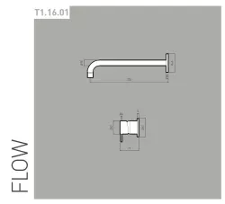 Waterevolution Flow Vgradna pipa za umivalnik PVD Gun Metal z izlivom 25 cm T116BGME-25