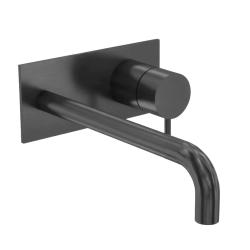 Waterevolution Flow vgradna umivalniška pipa z zaščitno ploščo PVD Gun Metal z izlivom 15cm T1161GME-15