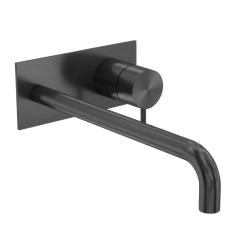 Waterevolution Flow vgradna pipa za umivalnik s pokrivno ploščo PVD Gun Metal z izlivom 21 cm T1161GME-21