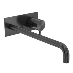 Waterevolution Flow vgrajena umivalniška pipa z zaščitno ploščo PVD Gun Metal z izlivom 25cm T1161GME-25