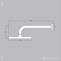 Waterevolution Flow hoofddouche 200mm met muuraansluiting Gun Metal T1641GME