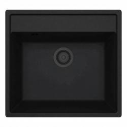 GraniteMy Bremen granieten spoelbak 53x50 cm zwart opbouw onderbouw en vlakinbouw met kraangatbank 1208952256