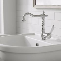 PB Nostalgic Single lever sink faucet with swivel spout 190 mm - with drain set chrome