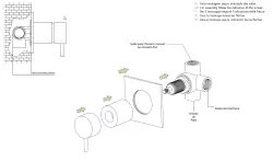 Waterevolution Flow vgrajena 2-smerna preklopka brušena medenina z okroglim rozeto T1482RLE
