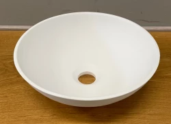 Umyvadlo Solid S, majhno, iz masivnega kamna, okroglo, 30 x 30 x 11 cm, mat belo, 1208953273