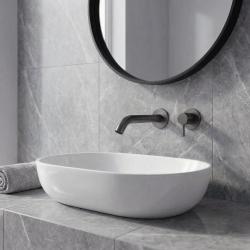 SB Round recessed basin mixer tap lead grey PVD 162mm