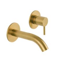 SB Round recessed basin mixer tap satin brass 316 PVD 102mm