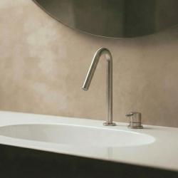 Waterevolution Flow 2-hole sink faucet full stainless steel with small V-Shaped 127mm spout T1121VIE