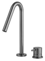 Waterevolution Flow 2-luknjasta umivalna baterija PVD Gun Metal z majhnim V 120 mm izlivom T1121VGME