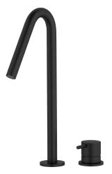 Waterevolution Flow 2-Loch Waschtischarmatur mit hohem 227mm V-Auslauf, Schwarz T1122VPR