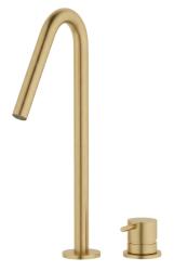 Waterevolution Flow 2-gats wastafelkraan geborsteld messing met hoge V 120mm uitloop T1122VLE