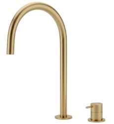 Waterevolution Flow 2-gats wastafelkraan geborsteld messing met hoge U 200mm uitloop T1122ULE