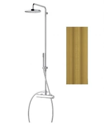 Waterevolution Flow tuš kombinacija s termostatom in dežnim tušem, naravna medenina T141TLE