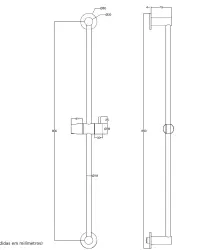 Waterevolution Flow glijstang 800 mm PVD Gun Metal T1660GME