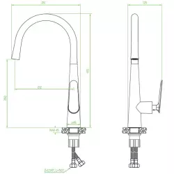 Aquadesign Industrial Ycon keukenmengkraan mat zwart