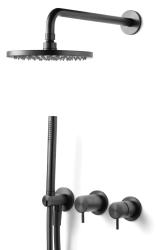 Waterevolution Flow concealed shower set with thermostat rain shower and hand shower gun metal