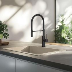 Quadri Retford keukenmengkraan mat zwart met flexibele uitloop zwart 1208956090