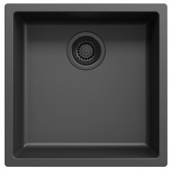 Black sink, 40x40 cm, undermount and top-mount, with black drain plug 1208956391