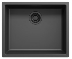 Black sink, 50x40 cm, undermount and top-mount, with black drain plug 1208956396