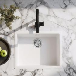 White Sink 50x40 cm Under-mount and Over-mount with Stainless Steel Plug 1208956397