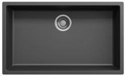 Large black sink, 70x40 cm, for undermount or top-mount installation, with stainless steel drain plug 1208956400