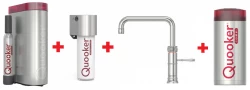 Quooker Classic Fusion Square RVS Combi+ & CUBE Warm, koud, kokend, gefilterd, koud, bruisend water 22+CFSRVS+CUBE