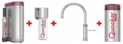 Quooker Classic Fusion Round RVS Combi+ & CUBE Warm, koud, kokend, gefilterd, koud, bruisend water 22+CFRRVS+CUBE