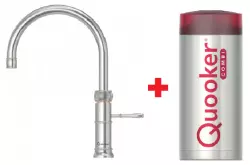 Quooker Classic Fusion Round RVS Combi+ & CUBE Warm, koud, kokend, gefilterd, koud, bruisend water 22+CFRRVS+CUBE