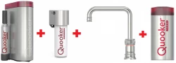 Quooker Classic Nordic Square RVS Combi+ & CUBE Kokend, gefilterd, koud, bruisend water 22+CNSRVS+CUBE