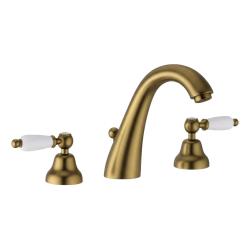 PB classic tap 3-trous robinet de lavabo haut Leviers blancs couleur bronze 1208956910