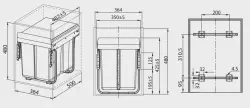 Garbi Sorter S-40-2 inbouw afvalsysteem met 2 afvalbakken 2 x 20 1208957364