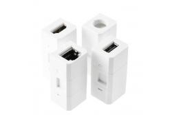 Furniture socket CHARGER PLUS, Ø80 mm, 1xSHUKO, USB A+C, in the set three replaceable modules (USB-A, HDMI, RJ45), cable 1.5 m, white