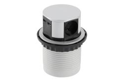 Furniture socket COMFORT, Ø100 mm, 3xSHUKO, 2xUSB-A, 2.4A, cable 1.5 m, aluminum