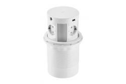 Indux Comfort Plus pop-up outlet white 4x Type F grounded outlets + 2x USB-A 3.1A + 2x RJ45 + 5W wireless charging