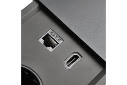 Furniture socket PRESTINO, 2xSHUKO, USB A+C, HDMI, RJ45 cable 1.5 m, black