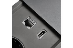 Furniture socket PRESTINO, 2xSHUKO, USB A+C, HDMI, RJ45 cable 1.5 m, black