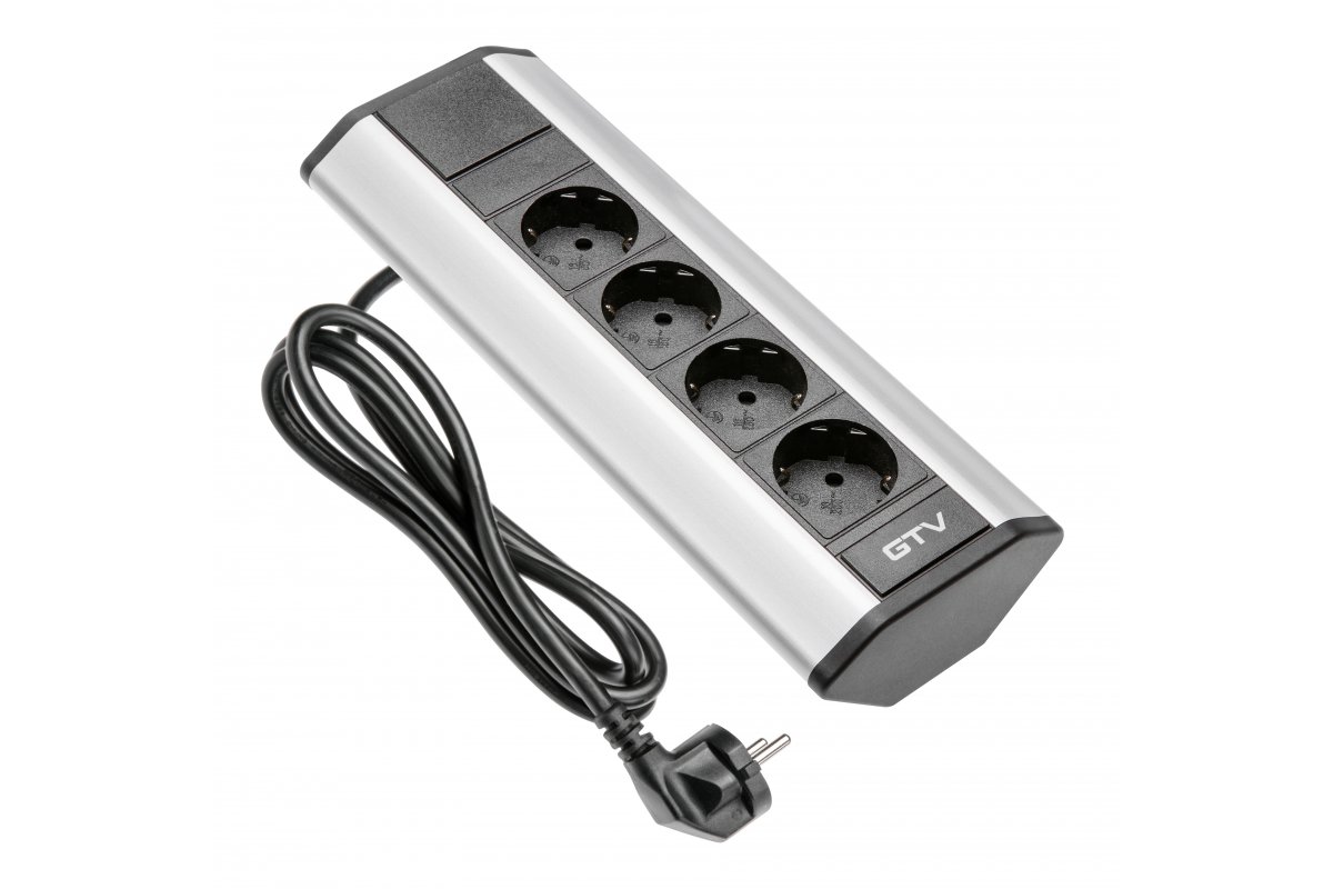 Corner extension cord 3xSHUKO, aluminum