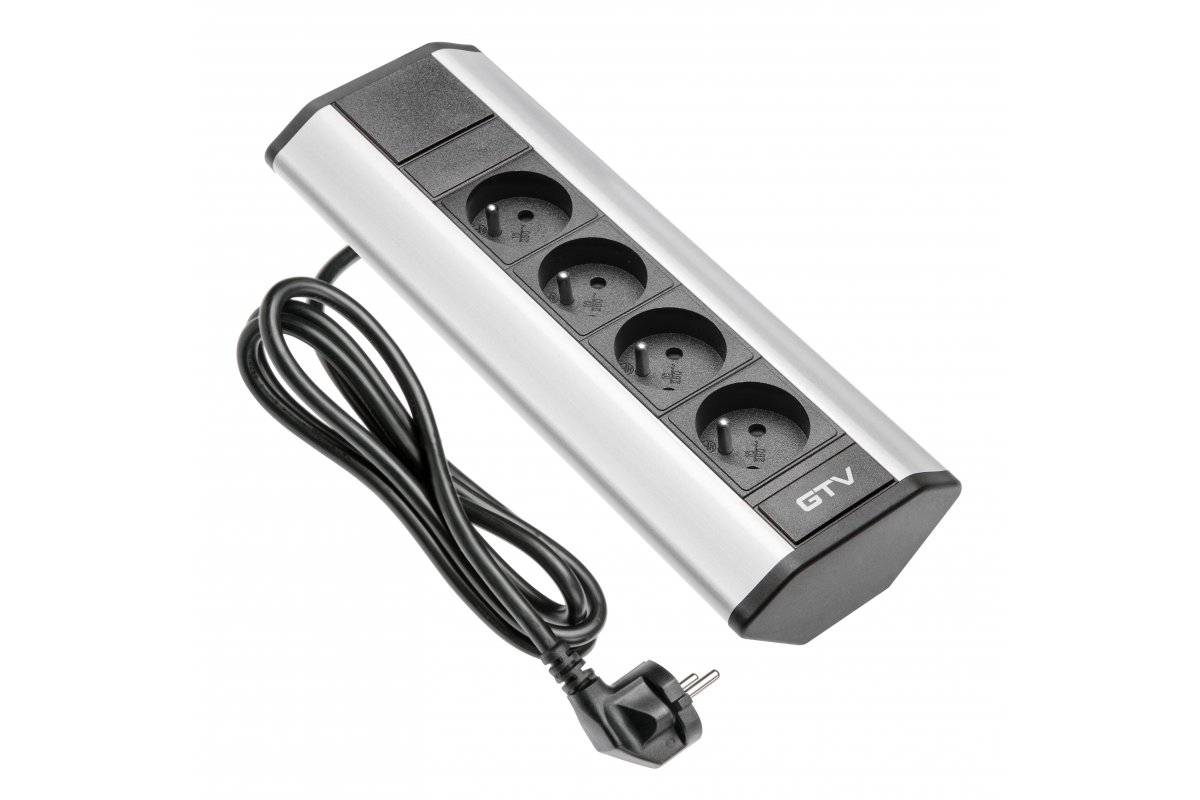 Indux Corner Silver Corner Outlet 4x Pen-Type Grounded Type E 3600W
